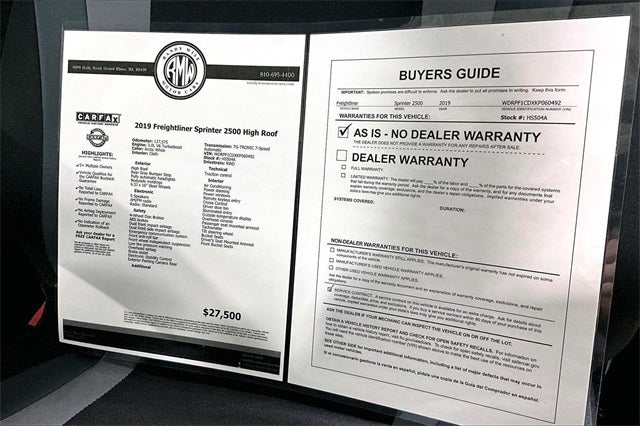 2019 Freightliner Sprinter 2500 High Roof