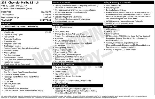 2021 Chevrolet Malibu LS 1LS