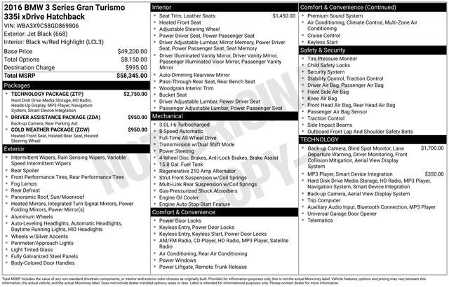 2016 BMW 3 Series 335i xDrive Gran Turismo
