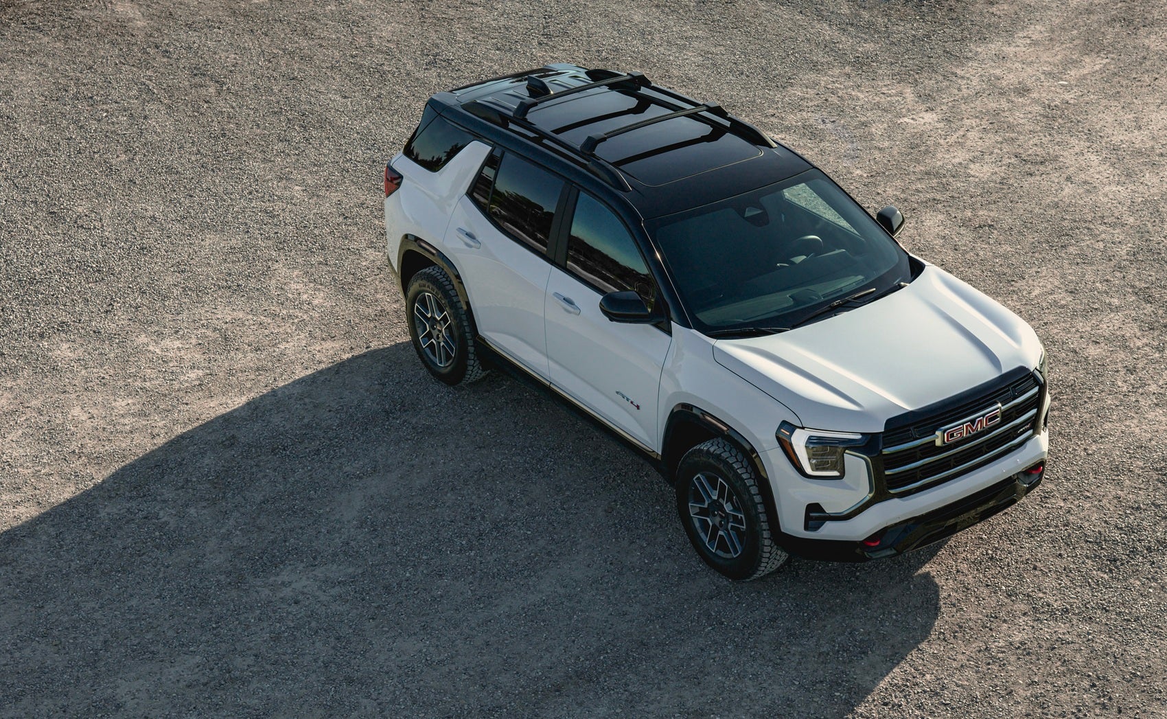 Overhead Shot of White GMC SUV Parked